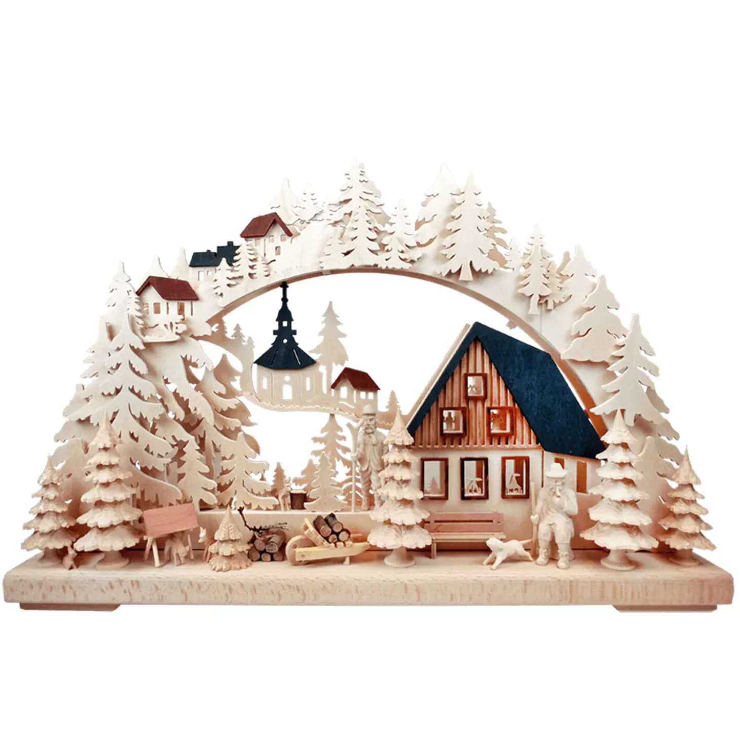 RATAGS Holzdesign 3-D Schwibbögen "Holzfallerhaus", 115V Mit Usb A-Anschluss