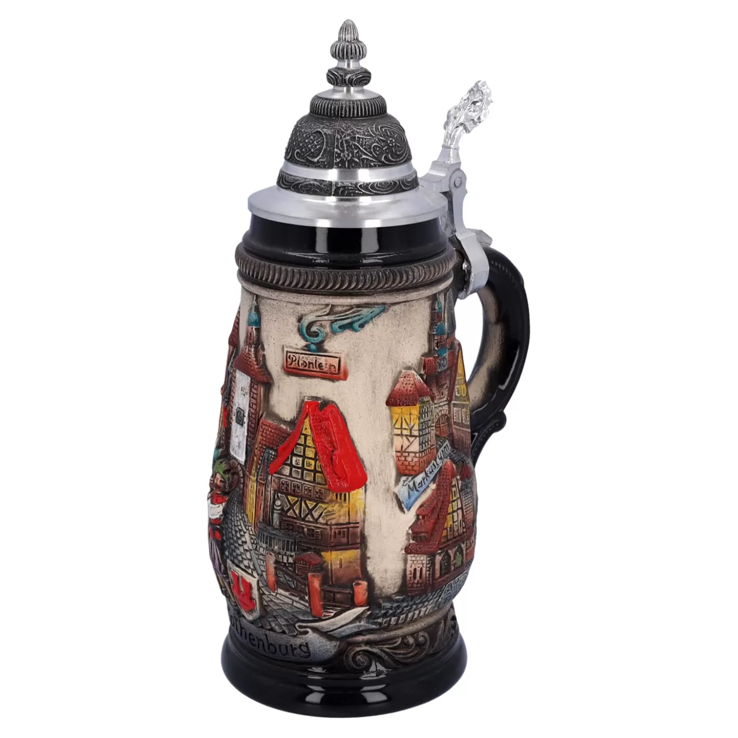 Käthe Wohlfahrt Bierkrug Mit Zinndeckel "Rothenburg", Natur, 0,25 L