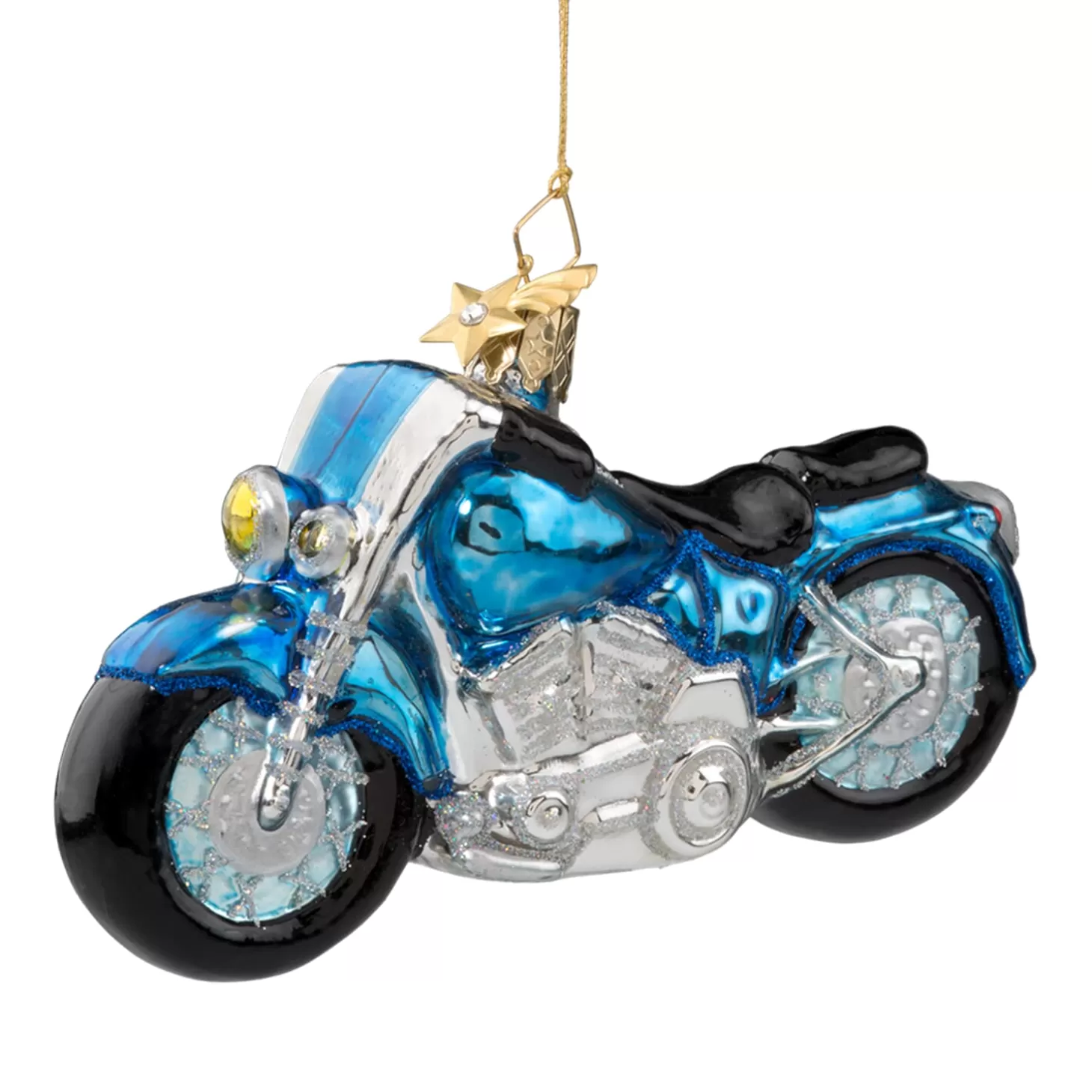 Poesie in Glas Blaues Motorrad