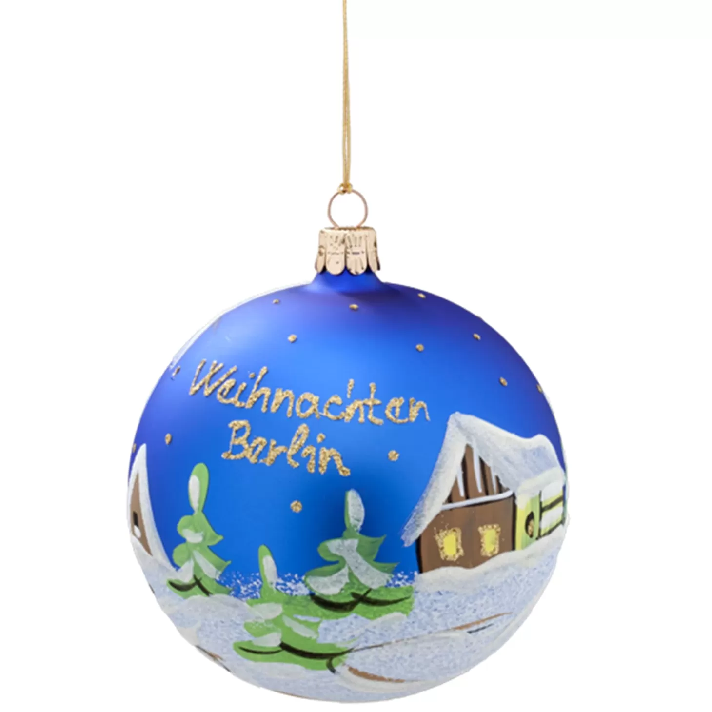 Käthe Wohlfahrt Glaskugel Blau "Weihnachten Berlin", 10 Cm