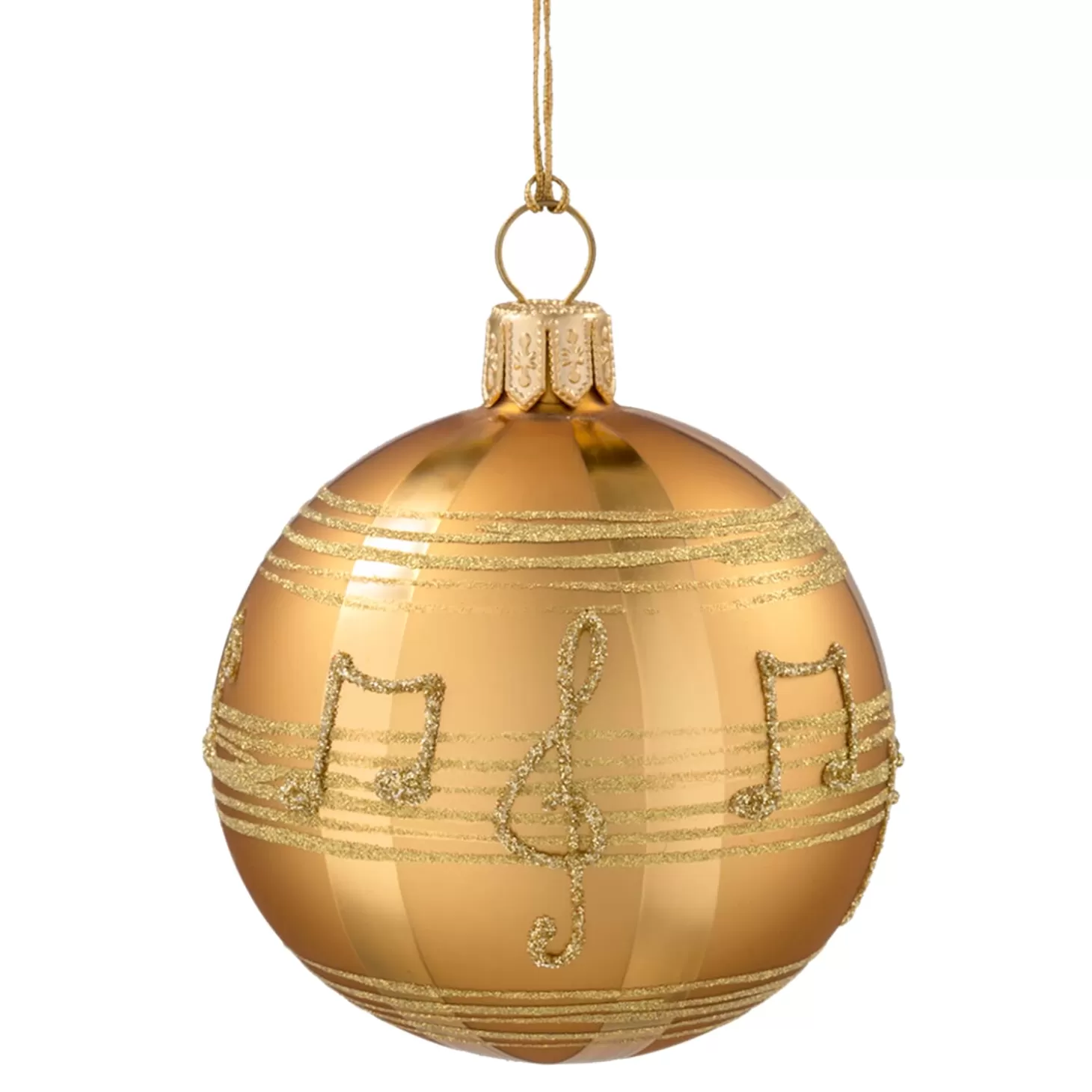 Käthe Wohlfahrt Glaskugel Gold Mit Noten, 6 Cm