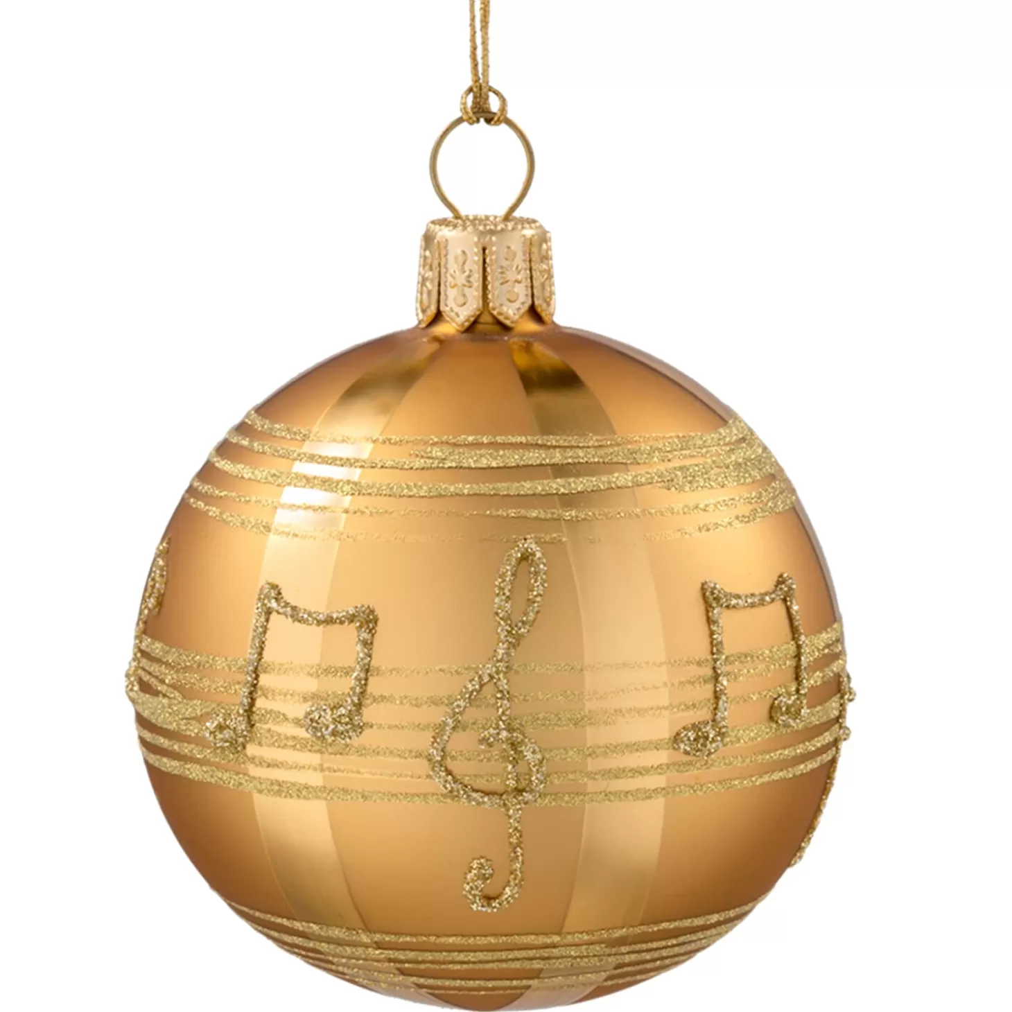 Käthe Wohlfahrt Glaskugel Gold Mit Noten, 8 Cm