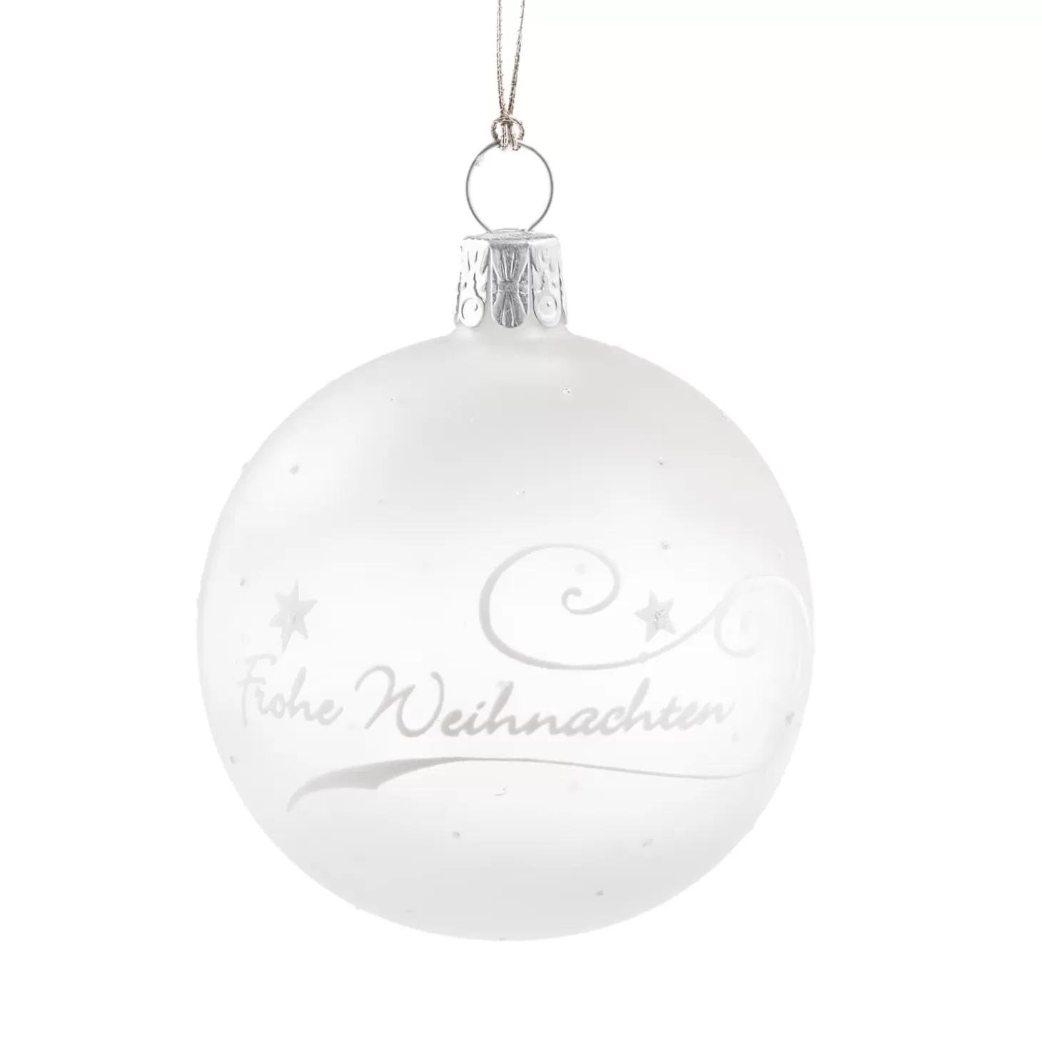 Käthe Wohlfahrt Glaskugel Klar/Weis „Frohe Weihnachten", 6 Cm