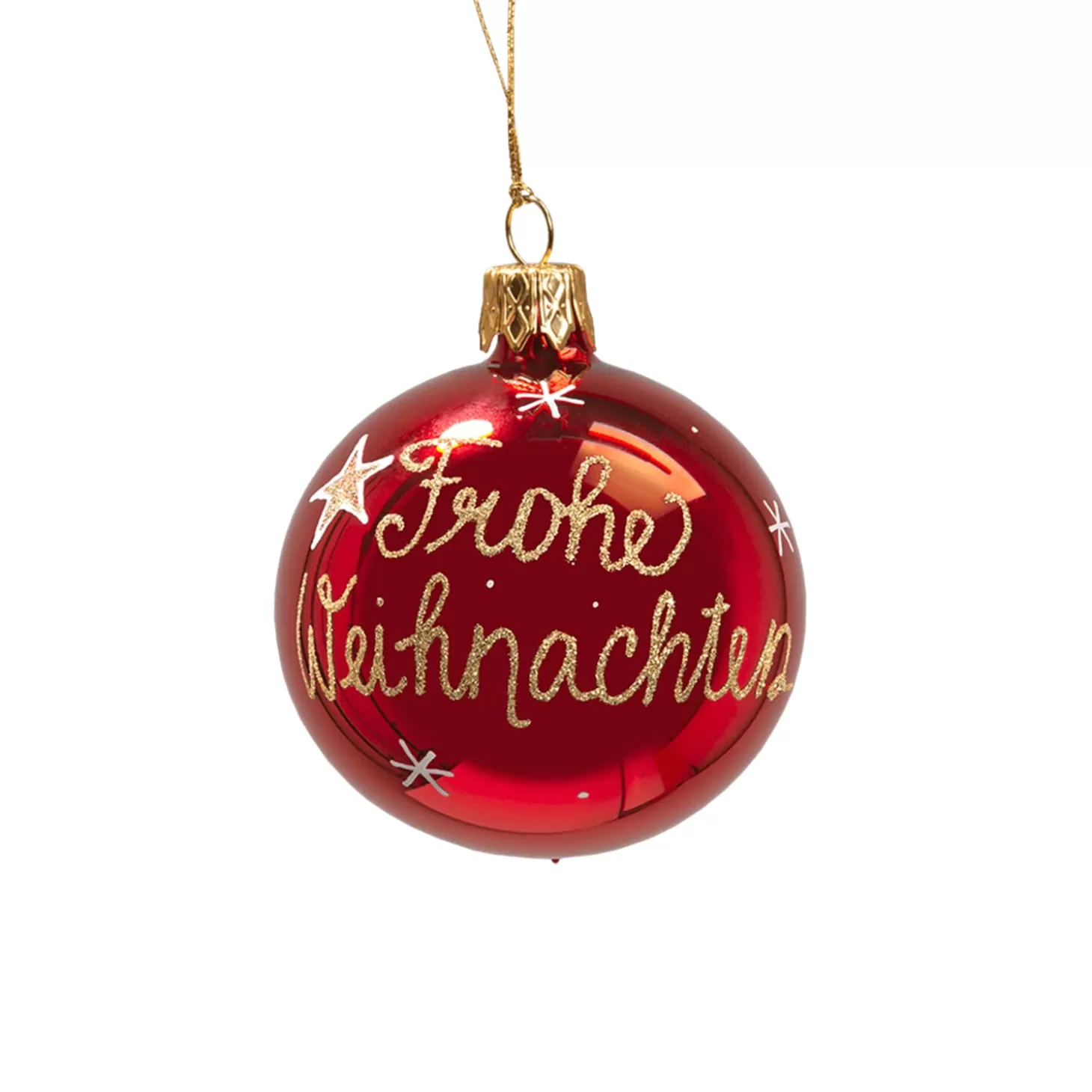 Käthe Wohlfahrt Glaskugel Rot "Frohe Weihnachten", 6 Cm