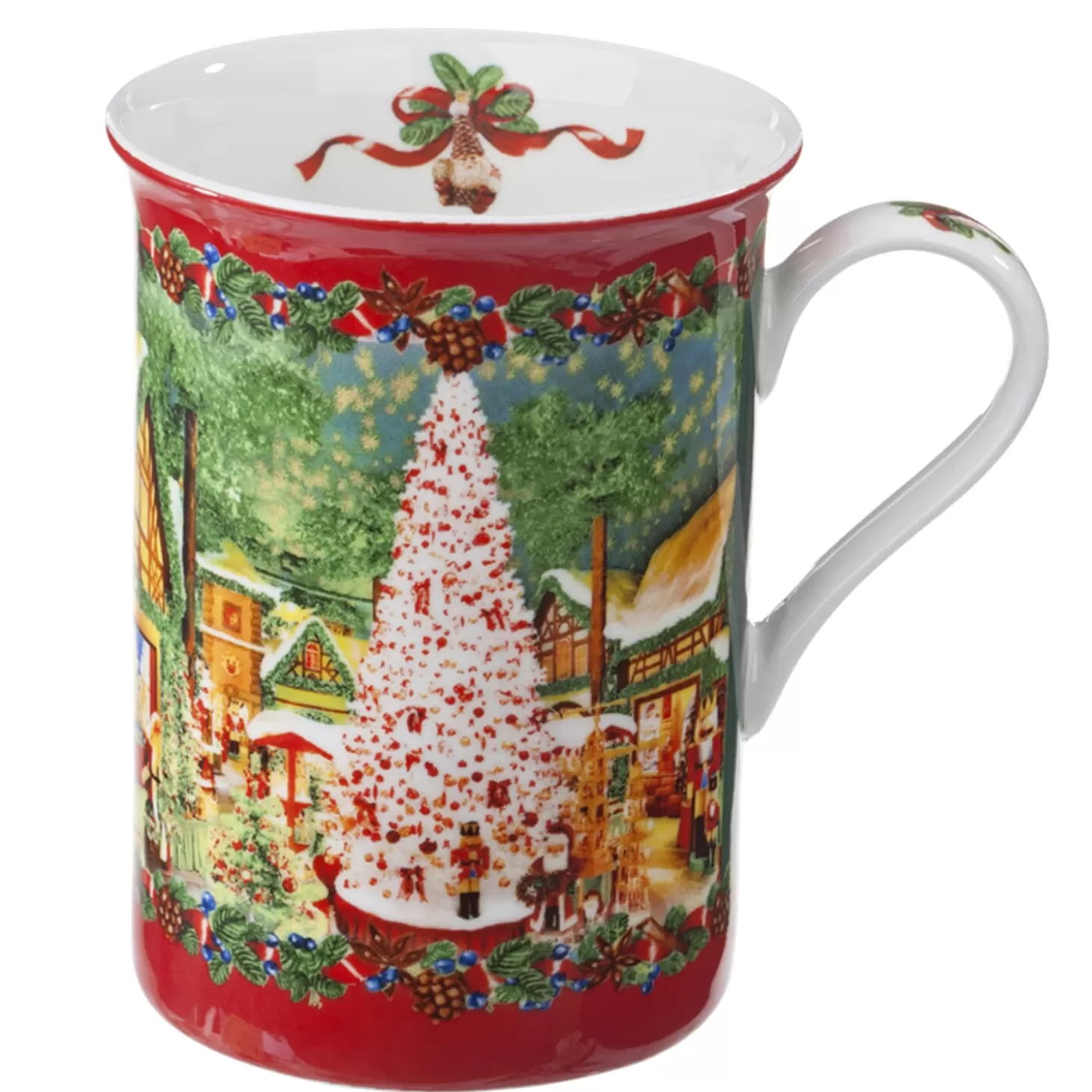 Käthe Wohlfahrt Porzellan-Tasse "Weihnachtsdorf", Rot