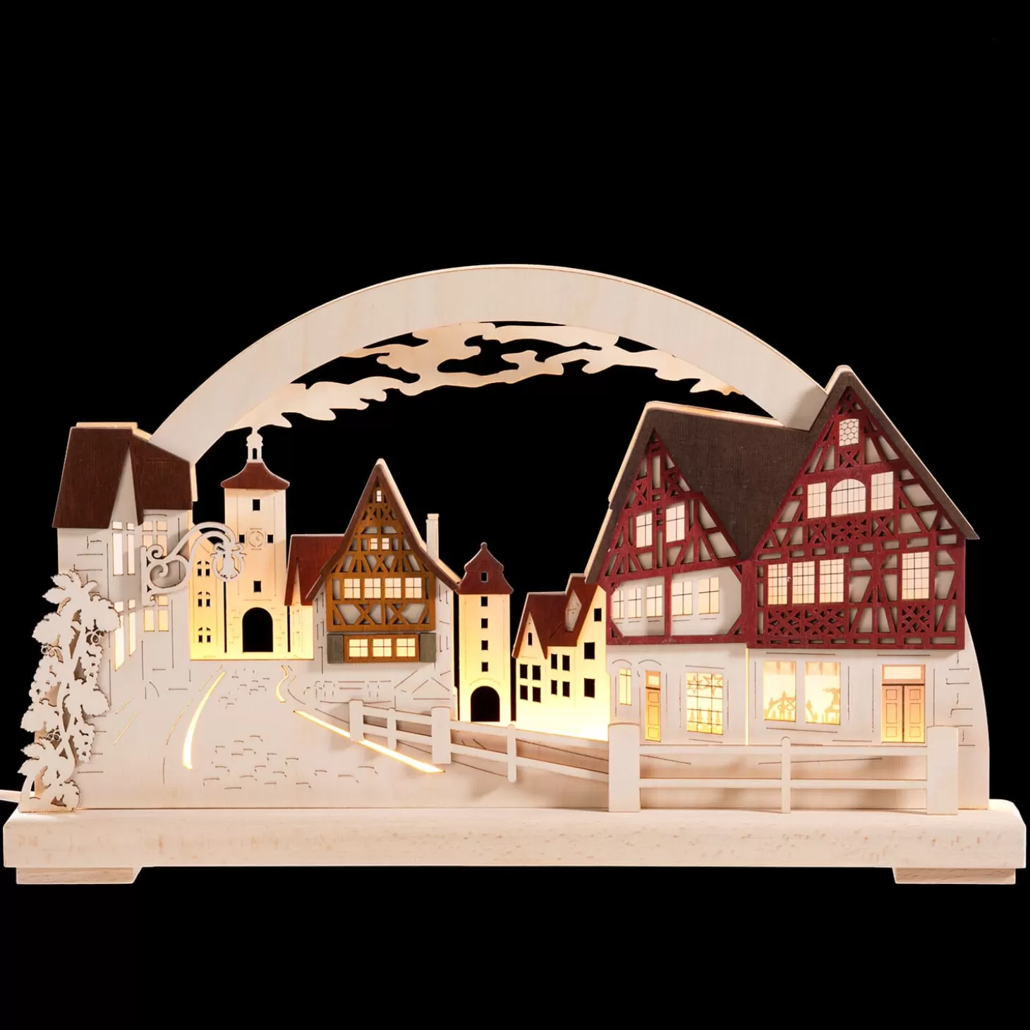 RATAGS Holzdesign Schwibbögen "Rothenburg Plonlein", 115 V Mit Usb A-Anschluss