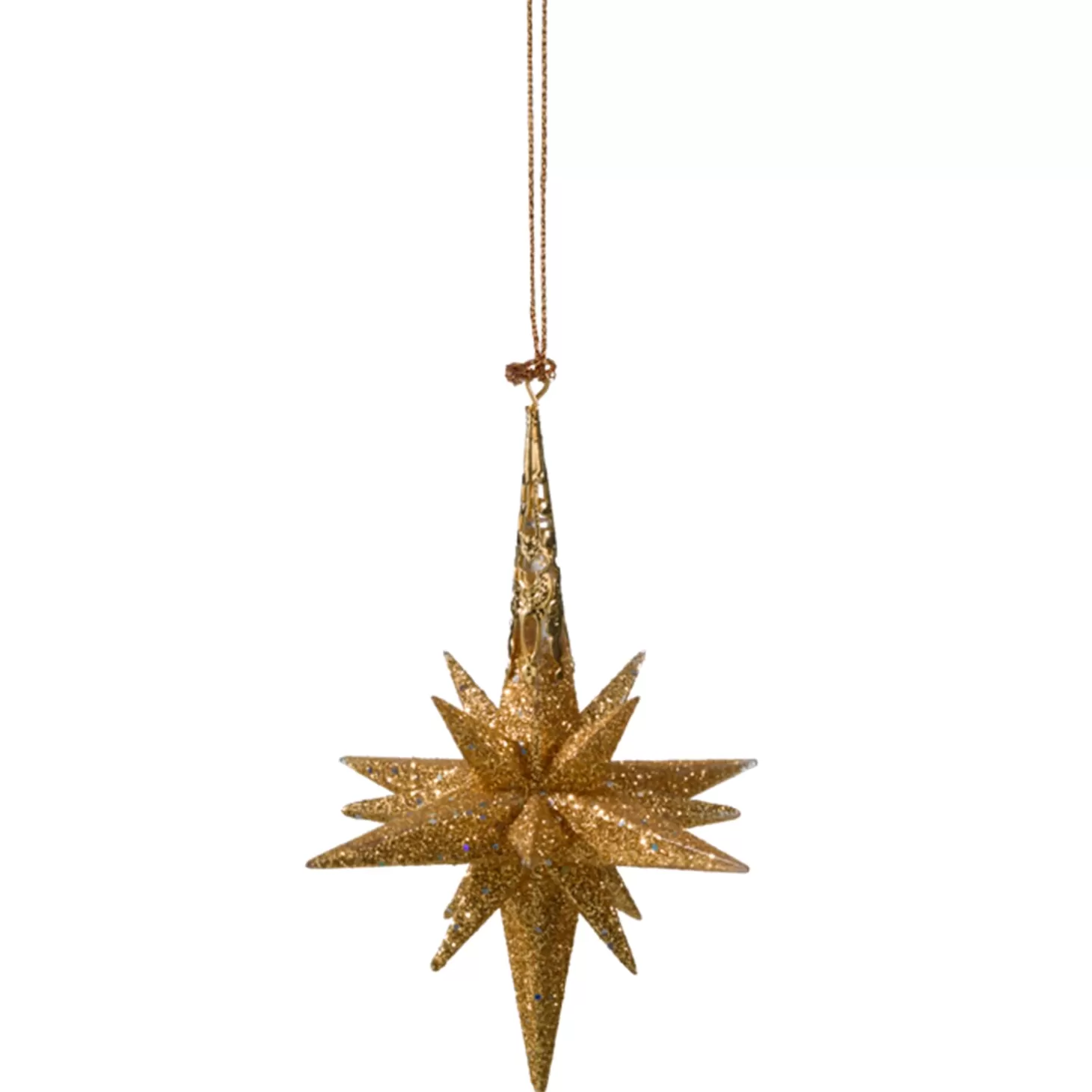 Käthe Wohlfahrt Stern Mit Glimmer, Gold, 10,5Cm